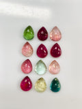 Tourmaline Pear Cabs 8X10/ 8X11 mm Size - Pack of 1 Piece - Natural Multi Tourmaline Cabochons