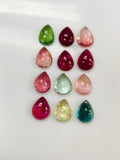 Tourmaline Pear Cabs 8X10/ 8X11 mm Size - Pack of 1 Piece - Natural Multi Tourmaline Cabochons