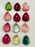 Tourmaline Pear Cabs 8X10/ 8X11 mm Size - Pack of 1 Piece - Natural Multi Tourmaline Cabochons