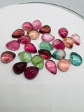 Tourmaline Pear 9X7MM Cabochon ,Tourmaline gemstone loose cabs , Multi Tourmaline cabs . origin Congo mines.