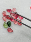 Tourmaline Pear 10X7MM Cabochon ,Tourmaline gemstone loose cabs , Multi Tourmaline cabs . origin Congo mines.