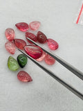 Tourmaline Pear 10X7MM Cabochon ,Tourmaline gemstone loose cabs , Multi Tourmaline cabs . origin Congo mines.