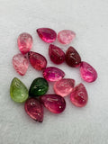 Tourmaline Pear 10X7MM Cabochon ,Tourmaline gemstone loose cabs , Multi Tourmaline cabs . origin Congo mines.