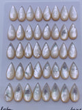 White MOP Pear Cabs • 8x16 mm Size • Pack of 4 pcs • AAA Quality • Mother of Pearl Cabochons