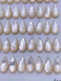 White MOP Pear Cabs • 8x16 mm Size • Pack of 4 pcs • AAA Quality • Mother of Pearl Cabochons
