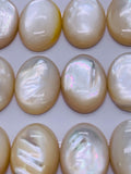White MOP Oval Cabs • 15x20 mm Size • Pack of 1 Pc • AAA Quality • Mother of Pearl Cabochons