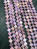 Wampum Quahog 4 Pearl Flower Beads • 8 mm Size • Both Side Carving • 40 cm length • AAA Quality • Purple Color