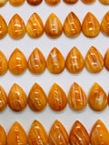 Spiny Oyster Shell Pear Cabs • 8x12 mm Size • Pack of 2 Pcs • AAA Quality • Natural Shell Cabochon