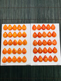 Spiny Oyster Shell Pear Cabs • 12x16 mm Size • Pack of 2 Pcs • AAA Quality • Natural Shell Cabochon • Orange/ Red Color