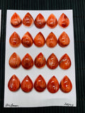 Spiny Oyster Shell Pear Cabs • 13X18 mm Size • Pack of 1 Pc • AAA Quality • Natural Shell Cabochon • Orange/ Red Color