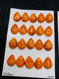 Spiny Oyster Shell Pear Cabs • 13X18 mm Size • Pack of 1 Pc • AAA Quality • Natural Shell Cabochon • Orange/ Red Color