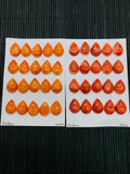 Spiny Oyster Shell Pear Cabs • 13X18 mm Size • Pack of 1 Pc • AAA Quality • Natural Shell Cabochon • Orange/ Red Color