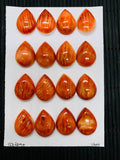 Spiny Oyster Shell Pear Cabs • 15X20 mm Size • Pack of 1 Pc • AAA Quality • Natural Shell Cabochon • Orange/ Red Color