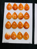 Spiny Oyster Shell Pear Cabs • 15X20 mm Size • Pack of 1 Pc • AAA Quality • Natural Shell Cabochon • Orange/ Red Color