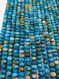 Blue Opalina roundel Beads 7/8/9 mm, Natural Opalina beads - Origin Peru, Blue Opalina gemstone.