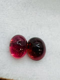 Pink Tourmaline Oval 9X12MM Cabochon, Pack of 2 Pieces, Rubellite loose cabs. origin Congo mines. weight 13.69 ct. - Code T3