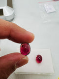 Pink Tourmaline Oval 9X12MM Cabochon, Pack of 2 Pieces, Rubellite loose cabs. origin Congo mines. weight 13.69 ct. - Code T3