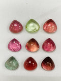 Tourmaline Heart Cabs 9 mm Size - Pack of 1 Piece - Natural Tourmaline Cabochons
