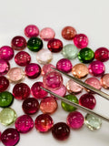 Tourmaline Round Cabs 7 mm Size - Pack of 1 Piece - Natural Multi Tourmaline Cabochons