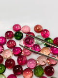 Tourmaline Round Cabs 8 mm Size - Pack of 1 Piece - Natural Multi Tourmaline Cabochons
