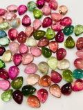 Tourmaline Pear Cabs 6x8/ 6x9 mm Size - Pack of 1 Piece - Natural Multi Tourmaline Cabochons
