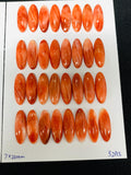 Spiny Oyster Shell Oval Cabs • 7x20 mm Size • Pack of 4 Pieces • AAA Quality • Natural Shell Cabochon • Orange / Red Color