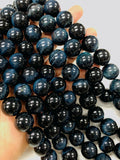 Blue Tiger Eye Round Beads- 12/ 14 mm Size- 40 cm Length AAA quality - Natural Tiger Eye Beads
