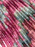 Multi Tourmaline Roundel Beads 3 mm Size - AAA Quality - Natural Tourmaline Rondelle - Length 14 Inch