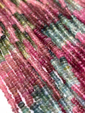 Multi Tourmaline Roundel Beads 3 mm Size - AAA Quality - Natural Tourmaline Rondelle - Length 14 Inch