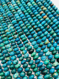 Blue Chrysocolla Roundel Beads 7-7.5/ 7.5-8 mm - AAA Quality - Natural Chrysocolla Rondelle Beads - Length 14 Inch
