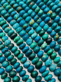 Blue Chrysocolla Roundel Beads 7-7.5/ 7.5-8 mm - AAA Quality - Natural Chrysocolla Rondelle Beads - Length 14 Inch