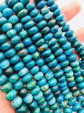 Blue Chrysocolla roundel Beads 9-9.5/ 10 mm - AAA Quality - Natural Chrysocolla Rondelle Beads , Length 14 Inch