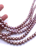 Pink Freshwater Pearl Round beads - 7-8 mm size -Code P3- 100% Natural Color - Pink Color AA Quality