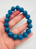 Neon Apatite 13.5mm Bracelet, Gemstone Round Beads, length 7.5'' stretch bracelet .