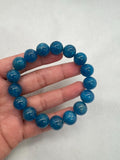 Neon Apatite 13.5mm Bracelet, Gemstone Round Beads, length 7.5'' stretch bracelet .