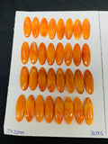 Spiny Oyster Shell Oval Cabs • 7x20 mm Size • Pack of 4 Pieces • AAA Quality • Natural Shell Cabochon • Orange / Red Color
