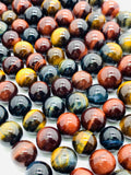 Tiger Eye Round Beads - 14 /16 mm- 40 cm Length - AAA quality - Natural Mix Color Tiger Eye Beads