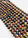 Tiger Eye Round Beads - 14 /16 mm- 40 cm Length - AAA quality - Natural Mix Color Tiger Eye Beads