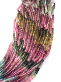 Multi Tourmaline Roundel Beads 3 mm Size - AAA Quality - Natural Tourmaline Rondelle - Length 14 Inch