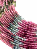 Multi Tourmaline Roundel Beads 3 mm Size - AAA Quality - Natural Tourmaline Rondelle - Length 14 Inch