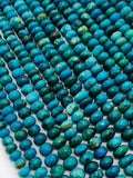 Blue Chrysocolla Roundel Beads 7-7.5/ 7.5-8 mm - AAA Quality - Natural Chrysocolla Rondelle Beads - Length 14 Inch
