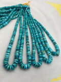 Turquoise heishi Roundel 6-12mm Size, Natural Turquoise beads, Length 16" Grade AAA , Blue Turquoise, Hubei mines. graduated strand