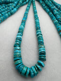 Turquoise heishi Roundel 6-12mm Size, Natural Turquoise beads, Length 16" Grade AAA , Blue Turquoise, Hubei mines. graduated strand