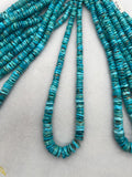 Turquoise heishi Roundel 6-12mm Size, Natural Turquoise beads, Length 16" Grade AAA , Blue Turquoise, Hubei mines. graduated strand