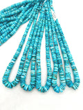 Turquoise heishi Roundel 6-12mm Size, Natural Turquoise beads, Length 16" Grade AAA , Blue Turquoise, Hubei mines. graduated strand