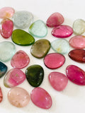 13-16x11-12 mm Tourmaline Polki - Pack of 2 Pcs - Code # T1- AAA Quality - Multi Color Tourmaline Thin Slices -