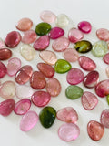 9-10x6.5-7 mm Tourmaline Polki - Pack of 4 Pcs - Code # T4 - AAA Quality - Multi Color Tourmaline Thin Slices -