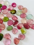9-10x6.5-7 mm Tourmaline Polki - Pack of 4 Pcs - Code # T4 - AAA Quality - Multi Color Tourmaline Thin Slices -