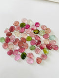9-10x6.5-7 mm Tourmaline Polki - Pack of 4 Pcs - Code # T4 - AAA Quality - Multi Color Tourmaline Thin Slices -