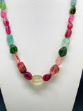 Tourmaline Nugget Necklace - 7x10 to 14x18 mm Size - Code T17 - Weight 250 cts - AAA Quality - Natural Multi Tourmaline Necklace